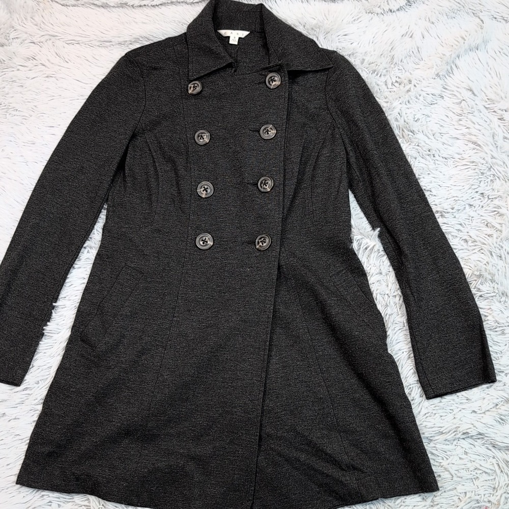 Cabi Jacket Womens S Gray Button Up Coat Career Preppy Comfort Pockets Soft